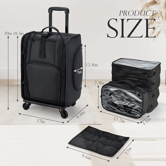 Stagiant Rolling Makeup Case Professional Travel Makeup Organizer Make up - Image 6