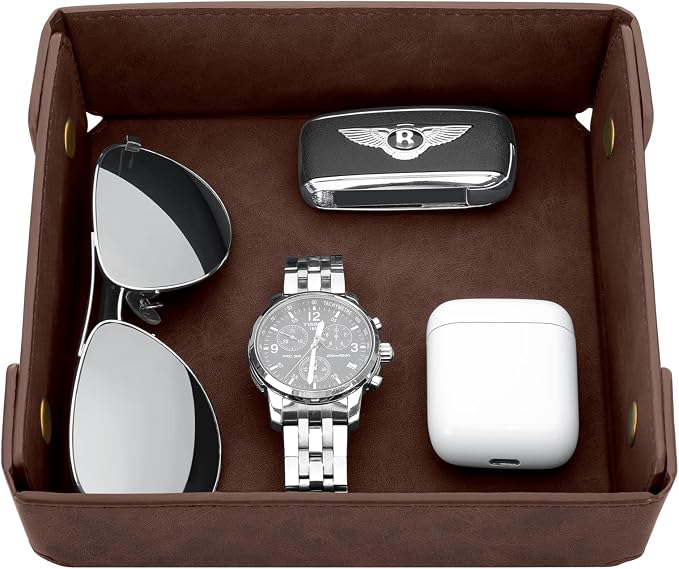 CASIRENA Father's Day Gifts Faux Leather Valet Tray Organizer by CASIRENA
