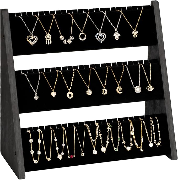Necklace Organizer, 3-Tier Necklace Holder Jewelry Organizer Stand by Yoimori