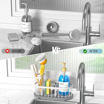 Kitchen Sink Organizer with Sponge Holder & Brush Holder - Image 5