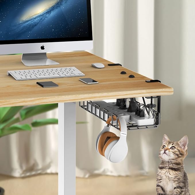 Under Desk Cable Management Tray, L 15.7''W 6.3'' No Drill Steel Desk Cable - Image 6
