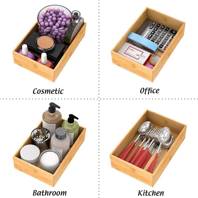Bamboo Kitchen Drawer Organizer, Wooden Storage Box - Image 6