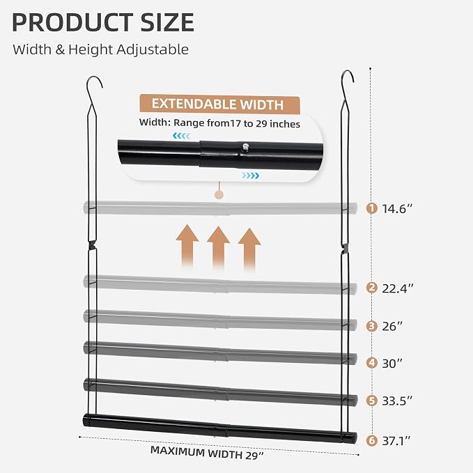 STORAGE MANIAC Hanging Closet Rod, Adjustable Width and Height Closet Hanging - Image 2