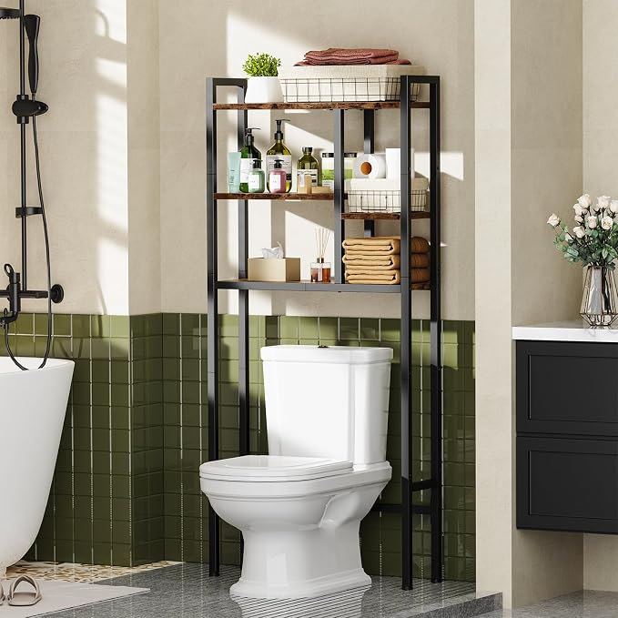 Asgolion Over-The-Toilet Storage Rack, 3-Tier Bathroom Shelves Over Toilet | by Asgolion