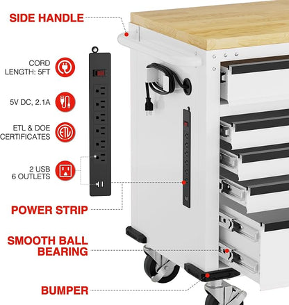 WORKPRO 72" x 22" 9-Drawer & 1-Door Rolling Tool Chest, Mobile Tool Storage - Image 4