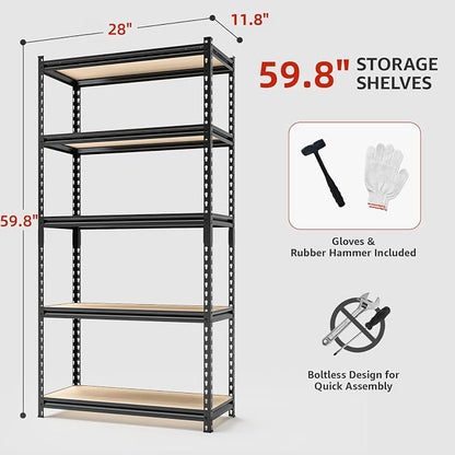 Storage Shelves Garage Shelving Heavy Duty 5 Tier Metal Shelving Units - Image 3