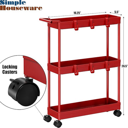 Simple Houseware 3-Tier Slim/Narrow Storage Cart - Image 3