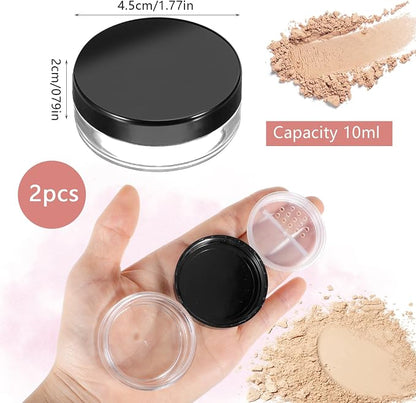 2pcs 10ml/0.34oz Plastic Empty Travel Small Loose Powder Compact Refillable - Image 2