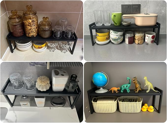 2 Pack Expandable Cabinet Shelf Organizer 16-26" L Stackable Kitchen Counter - Image 6