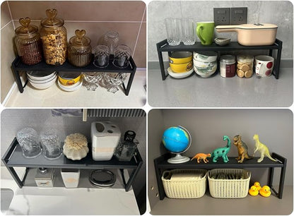 2 Pack Expandable Cabinet Shelf Organizer 16-26" L Stackable Kitchen Counter - Image 6