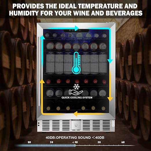COWSAR Wine Cooler Refrige ETL Approved 24inch Wine Fridge Freestanding or - Image 5