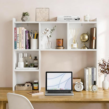 OOOK 35.5" L Dorm Desk Hutch White, Desktop Bookshelf - Image 3