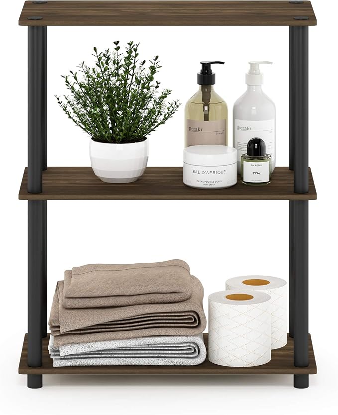 Furinno TURN-N-TUBE Storage Shelves, 3-Tier Book Shelf, Corner Shelf, Toolless - Image 3