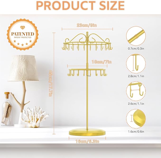 iDavosic.ly 2 Tier Rotating Necklace Holder Organizer - Image 2