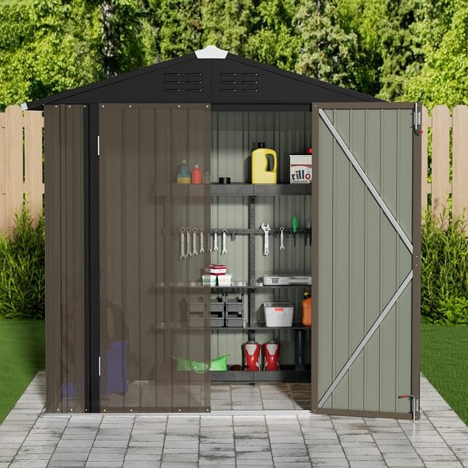 JUMMICO Metal Outdoor Storage Shed 6 x 4 FT Metal Shed by JUMMICO