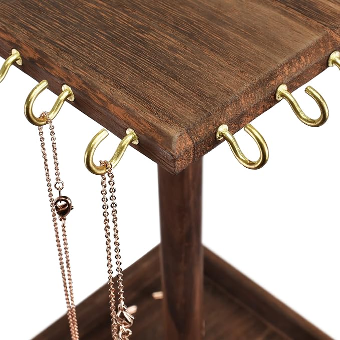 Ikee Design 2pcs Wood Rotating Jewelry Display Necklace Bracelet Holder | - Image 5