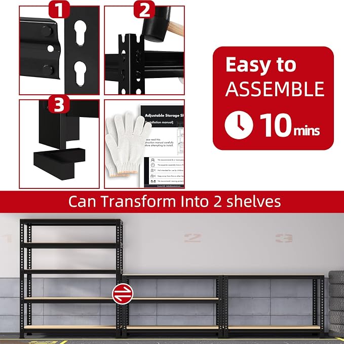 PrimeZone Heavy Duty Garage Storage Shelves, 31.5" W x 16" D x 63" H Adjustable - Image 7