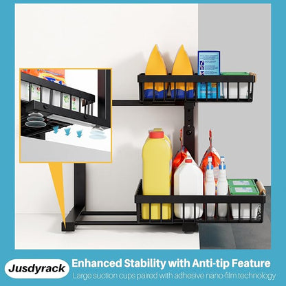 Under Sink Organizer, 2 Packs 2 Tier Sliding Pull Out Cabinet Storage Shelf - Image 5