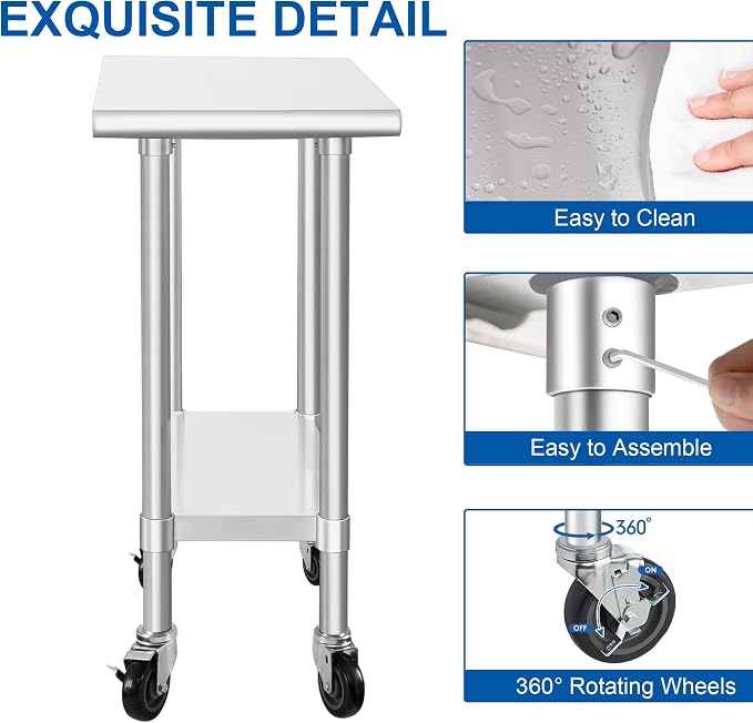 HARDURA Stainless Steel Commercial Table Prep & Work Table - Image 6
