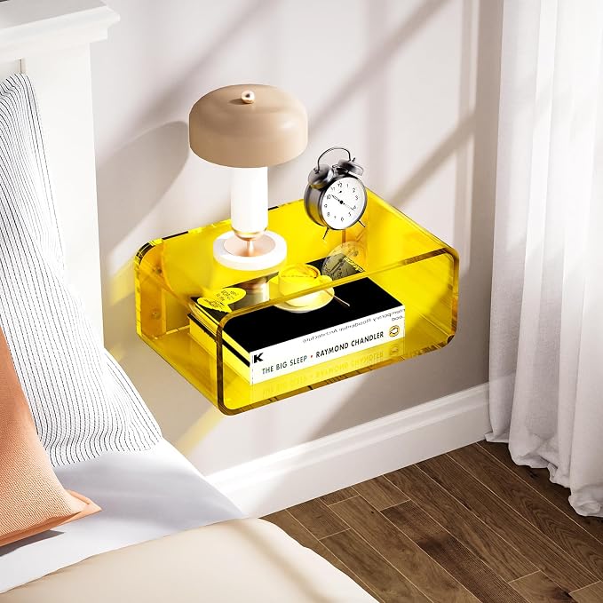 Acrylic Floating Nightstand, Bedside Table, Nightstand Shelf Wall Mounted - Image 2