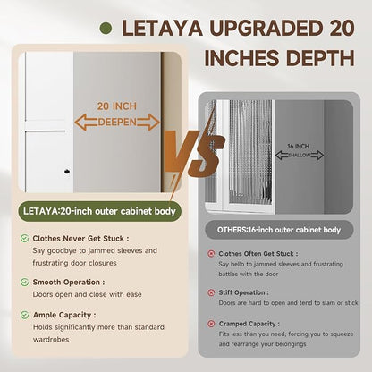 Letaya Armoire Wardrobe Closet, Narrow Slim Coat Closet Cabinet - Image 5