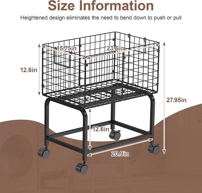 Wire Laundry Hamper Cart, Rolling Laundry Carts - Image 6