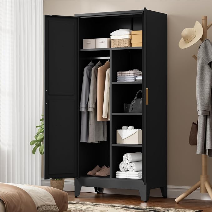 71" Tall Metal Wardrobe Closet - Image 2