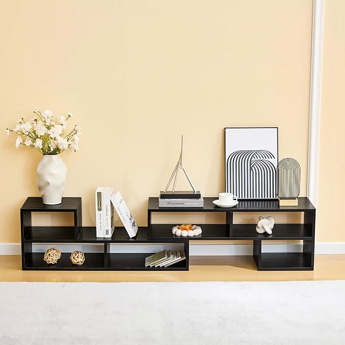 Black L-Shaped Modular Bookshelf TV Stand - Image 4