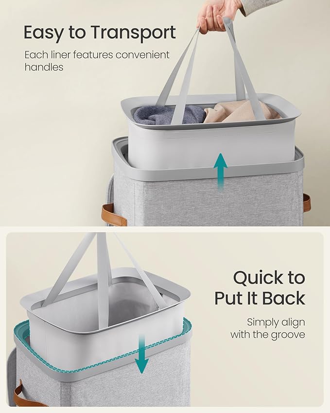 SONGMICS Laundry Basket, 26.4 Gal. Laundry Hamper, Easy Assembly, - Image 5