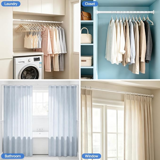 No Drilling Closet Rod, Adjustable White Closet Rod, 28-98 Inches Closet - Image 8