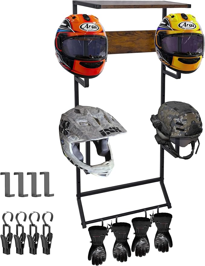 Motorcycle Helmet Holder Wall-Mounted Helmet Rack by Unknown