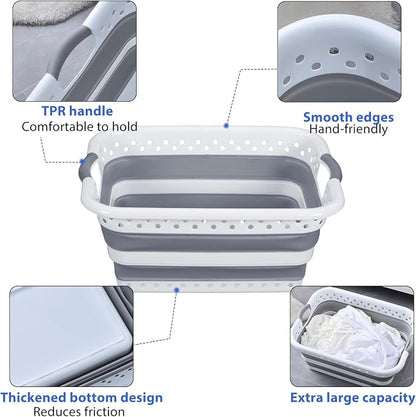 Monozuki Collapsible Plastic Laundry Basket 11.1 gallon 2pcs Eco-recycled - Image 3