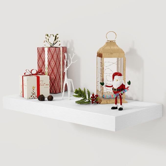 12 Inch Deep White Floating Shelves, 24 x 12 Floating Shelf by FunMemories