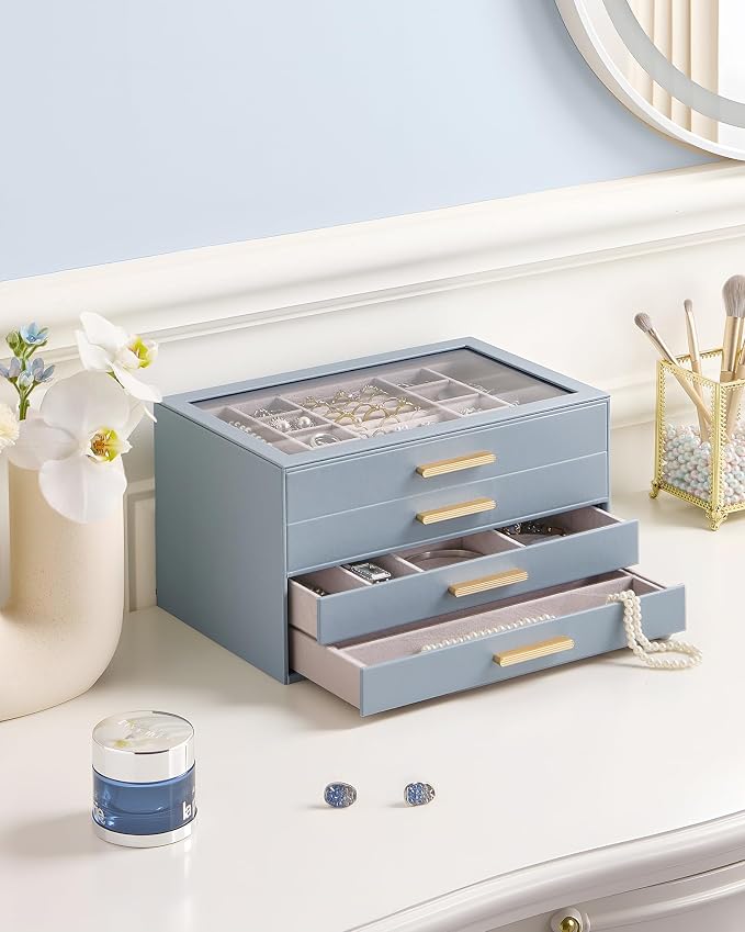 Lolalet Jewelry Box Organizer, 4-Layer Jewelry Organizers and Storage Case - Image 2