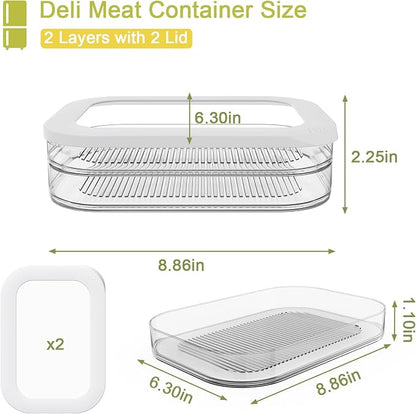 2 Pcs Deli Meat Container for Fridge, Stackable Bacon Lunch Meat Container for - Image 3