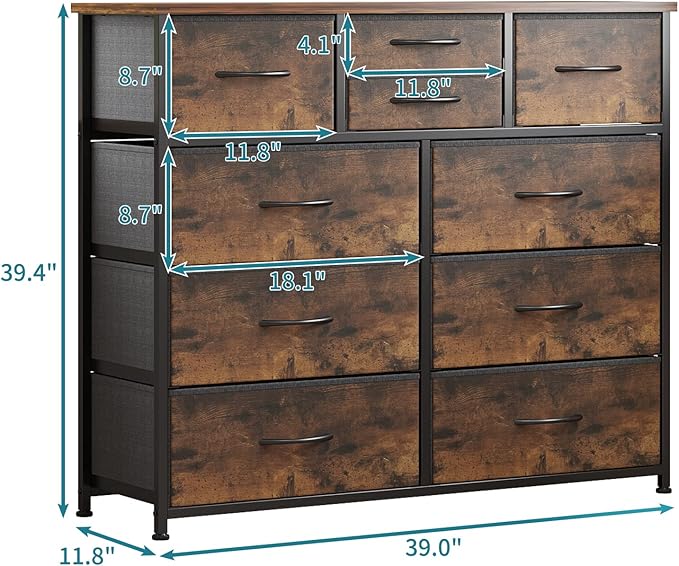LUMTOK 10 Drawers Dresser with Fabric Bins - Image 3