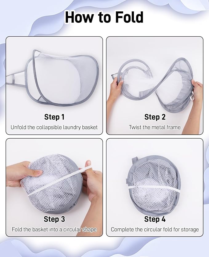3 Pack Small Hanging Laundry Bag, Foldable Mini Mesh Laundry Hamper Basket - Image 4