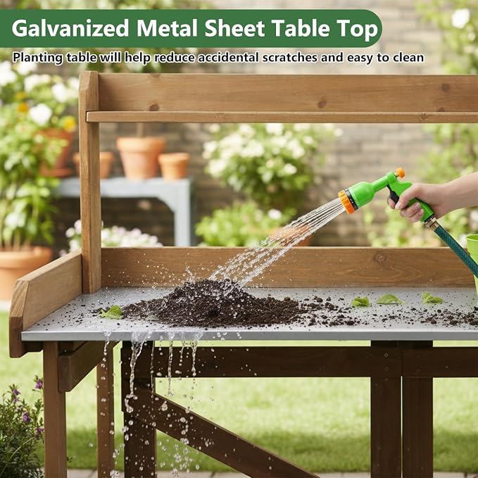 Garden Potting Bench Table Wooden Horticulture Outdoor Planting Work Bench - Image 6