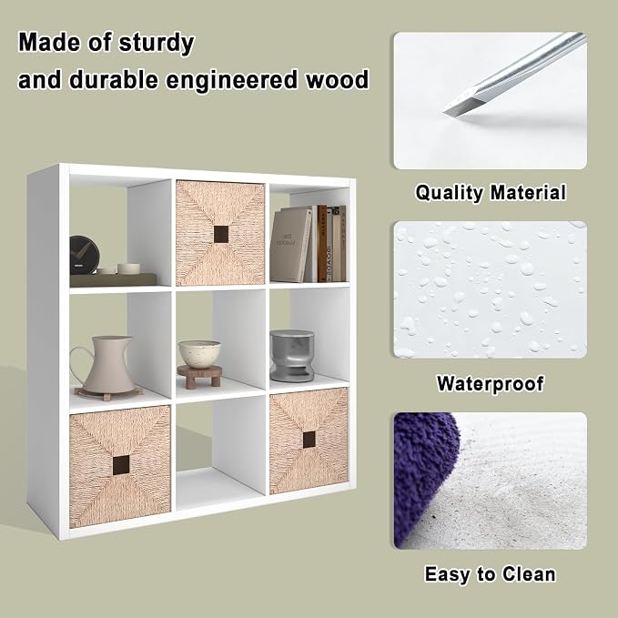 9 Cube Storage Organizer Shelf, 11 inch | 2026 Wooden Thick Frame, Anti-Tipping - Image 4