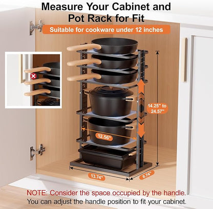 LAMU Pots and Pans Organizer for under Cabinet, 6-Tier Heavy Duty Pan Pot - Image 2
