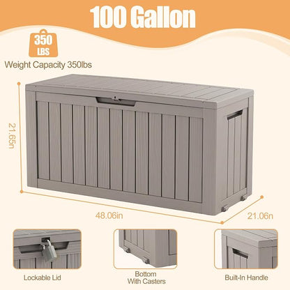 Outdoor Storage Box, 100 Gallon Resin Deck Box, Indoor Outdoor Waterproof - Image 6