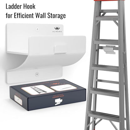 White Ladder Hooks for Garage Wall - Image 2
