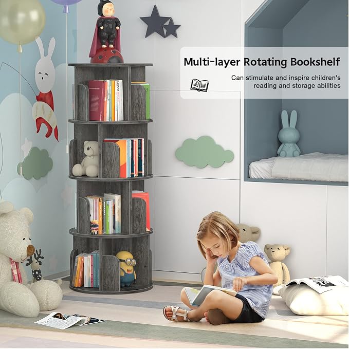 Aheaplus Rotating Bookshelf, 360 Display Corner Bookshelf - Image 6