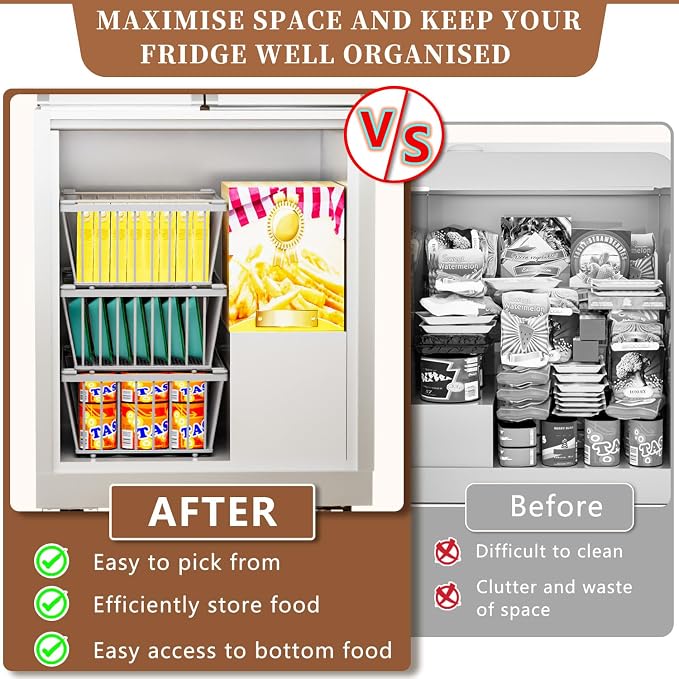 Freezer Organizer Bins ，Enhanced Leak-Proof Bottom，4 Pack Stackable Deep - Image 5