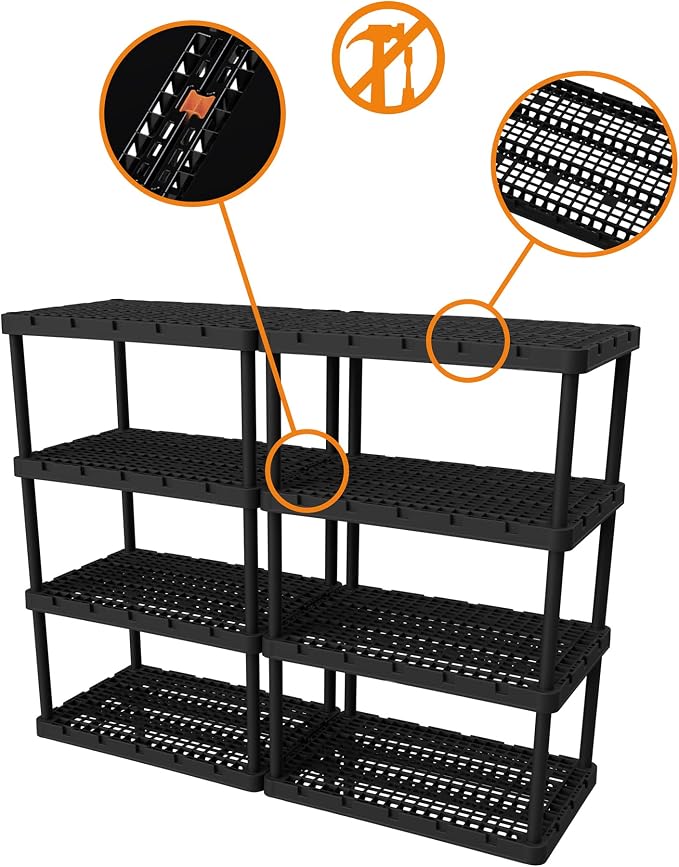 Gracious Living XL Heavy-Duty Storage Shelves, Knect-A-Shelf 4-Shelf Ventilated - Image 8