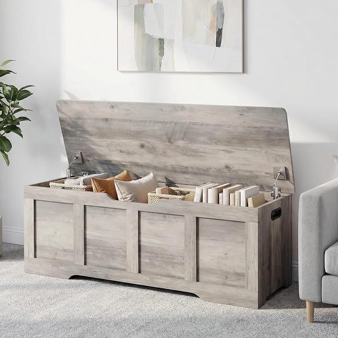 Timberer 47.2" Wooden Storage Chest, Extra Large Storage Trunk | Storage Bench - Image 2