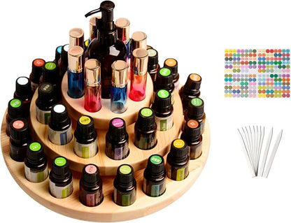 VolksRose Essential Oil Box, Wooden Storage Holds Organizer 39 Slots 3 Layers by VolksRose