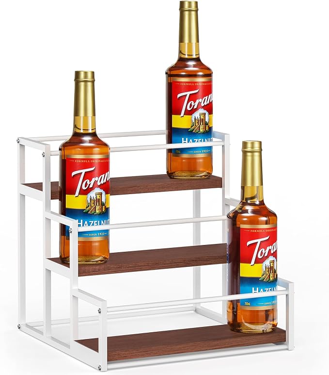THYGIFTREE Coffee Syrup Rack Organizer 3-Tier 12 Syrup Bottles Holder Stand - Image 3