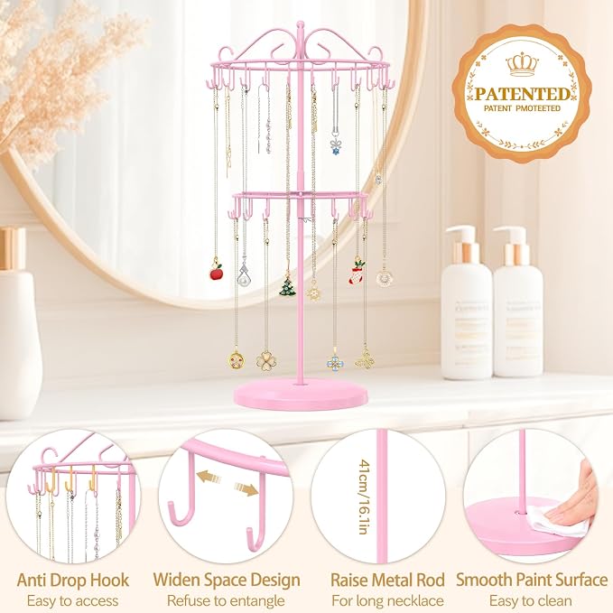 MODOWEY Rotating Necklace Holder Organizer Display Stand - Image 4