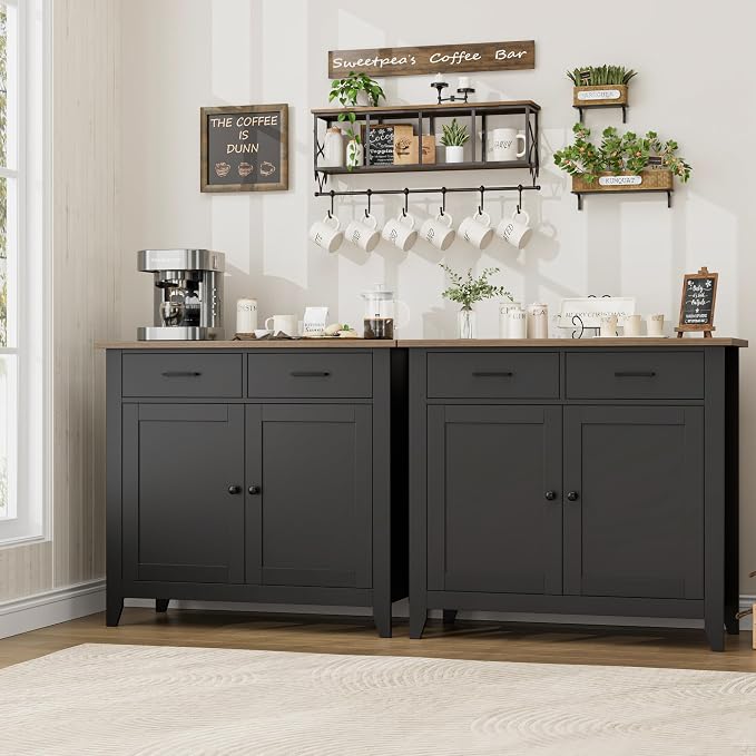 HORSTORS Farmhouse Kitchen Storage Cabinet, Small Buffet, Coffee Bar - Image 5